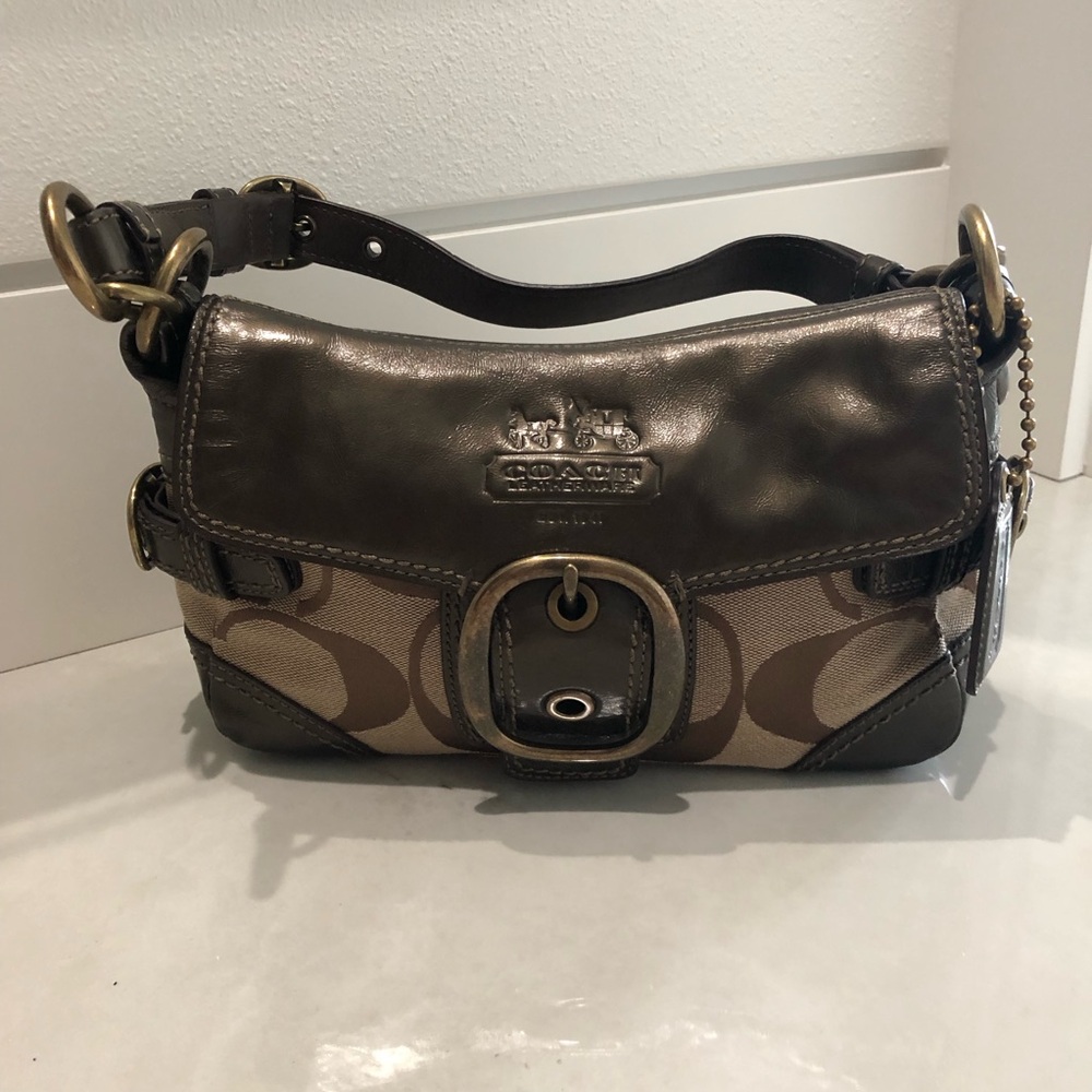Coach Metallic and Brown Shoulder Bag